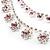 Bridal Pink/Clear Diamante Layered Floral Necklace & Earrings Set In Silver Plating - view 7