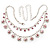 Bridal Pink/Clear Diamante Layered Floral Necklace & Earrings Set In Silver Plating - view 9