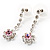 Bridal Pink/Clear Diamante Layered Floral Necklace & Earrings Set In Silver Plating - view 11