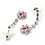 Bridal Pink/Clear Diamante Layered Floral Necklace & Earrings Set In Silver Plating - view 13