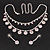 Bridal Pink/Clear Diamante Layered Floral Necklace & Earrings Set In Silver Plating - view 2