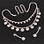 Bridal Pink/Clear Diamante Layered Floral Necklace & Earrings Set In Silver Plating - view 15