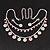 Bridal Pink/Clear Diamante Layered Floral Necklace & Earrings Set In Silver Plating - view 16