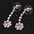 Bridal Pink/Clear Diamante Layered Floral Necklace & Earrings Set In Silver Plating - view 5