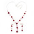 Delicate Y-Shape Pink Rose Necklace & Drop Earring Set - view 5