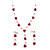 Delicate Y-Shape Pink Rose Necklace & Drop Earring Set
