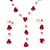 Delicate Y-Shape Pink Rose Necklace & Drop Earring Set - view 3