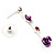 Delicate Y-Shape Light Purple Rose Necklace & Drop Earring Set - view 5