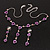 Delicate Y-Shape Light Purple Rose Necklace & Drop Earring Set - view 12