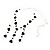 Delicate Y-Shape Black Rose Necklace & Drop Earring Set - view 8