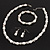 White Imitation Pearl Bead With Diamante Ring Necklace, Bracelet & Earrings Set (Silver Tone Metal) - view 14