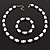 White & Royal Blue Imitation Pearl Bead With Diamante Ring Necklace, Bracelet & Earrings Set (Silver Tone Metal) - 44cm L/ 4cm Ext - view 9