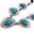 Turquoise Bead Black Cotton Cord Necklace & Drop Earring Set (Burn Silver Finish) - 42cm Length - view 3