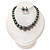 Grey Acrylic Bead Choker Necklace And Stud Earring Set (Silver Tone)