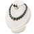Grey Acrylic Bead Choker Necklace And Stud Earring Set (Silver Tone) - view 3