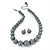 Grey Acrylic Bead Choker Necklace And Stud Earring Set (Silver Tone) - view 2