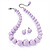 Lilac Acrylic Bead Choker Necklace And Stud Earring Set (Silver Tone) - view 2