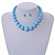 Light Blue Acrylic Bead Choker Necklace And Stud Earring Set (Silver Tone) - view 3