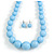 Light Blue Acrylic Bead Choker Necklace And Stud Earring Set (Silver Tone) - view 2