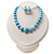 Light Blue Acrylic Bead Choker Necklace And Stud Earring Set (Silver Tone) - view 8