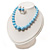 Light Blue Acrylic Bead Choker Necklace And Stud Earring Set (Silver Tone) - view 9