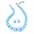 Light Blue Acrylic Bead Choker Necklace And Stud Earring Set (Silver Tone) - view 7