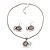Silver Plated Filigree 'Elephant' Pendant Necklace & Drop Earrings Set - 40cm Length (6cm extender) - view 2