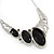 Black Enamel Geometric Necklace & Drop Earrings Set In Rhodium Plated Metal - 38cm Length (7cm extender) - view 3