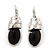 Black Enamel Geometric Necklace & Drop Earrings Set In Rhodium Plated Metal - 38cm Length (7cm extender) - view 5