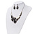 Black Enamel Geometric Necklace & Drop Earrings Set In Rhodium Plated Metal - 38cm Length (7cm extender) - view 8