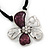 Purple Enamel Daisy Pendant Necklace & Drop Earrings Set On Suede Cord - 34cm Length (7cm extender) - view 4