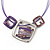 Purple Enamel Diamante Geometric Necklace & Drop Earrings Set In Rhodium Plated Metal - 34cm Length (6cm extender) - view 4