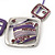 Purple Enamel Diamante Geometric Necklace & Drop Earrings Set In Rhodium Plated Metal - 34cm Length (6cm extender) - view 7