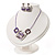 Purple Enamel Diamante Geometric Necklace & Drop Earrings Set In Rhodium Plated Metal - 34cm Length (6cm extender) - view 6