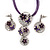 'Triple Circle' Floral Pendant Necklace On Cotton Cord & Drop Earrings Set - 36cm Length (6cm extender) - view 6