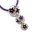 'Triple Circle' Floral Pendant Necklace On Cotton Cord & Drop Earrings Set - 36cm Length (6cm extender) - view 9