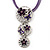 'Triple Circle' Floral Pendant Necklace On Cotton Cord & Drop Earrings Set - 36cm Length (6cm extender) - view 5