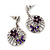 'Triple Circle' Floral Pendant Necklace On Cotton Cord & Drop Earrings Set - 36cm Length (6cm extender) - view 3