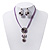 'Triple Circle' Floral Pendant Necklace On Cotton Cord & Drop Earrings Set - 36cm Length (6cm extender) - view 2