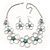 Silver Plated Turquoise Bead Floral Necklace & Drop Earrings Set - 38cm Length (6cm extender) - view 4