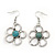 Silver Plated Turquoise Bead Floral Necklace & Drop Earrings Set - 38cm Length (6cm extender) - view 2