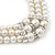 3-Strand Simulated Glass Pearl Necklace & Drop Earrings Set In Silver Plated Metal - 45cm L - view 4