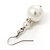 3-Strand Simulated Glass Pearl Necklace & Drop Earrings Set In Silver Plated Metal - 45cm L - view 5
