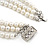 3-Strand Simulated Glass Pearl Necklace & Drop Earrings Set In Silver Plated Metal - 45cm L - view 6