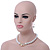 Chunky White Simulated Glass Pearl With Diamante Ring & Clear Crystal Necklace, Bracelet & Earrings Set In Silver Tone Metal - 38cm Length (4cm extens - view 10