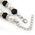 White Imitation Pearl & Black Glass Bead With Diamante Ring Necklace, Bracelet & Earrings Set (Silver Tone Metal) - view 3