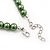 Light Green Glass Bead Necklace & Drop Earring Set In Silver Metal - 38cm Length/ 4cm Extension - view 4