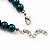 Teal Green Glass Bead Necklace & Drop Earring Set In Silver Metal - 38cm Length/ 4cm Extension - view 4