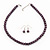 Purple Glass Bead Necklace & Drop Earring Set In Silver Metal - 38cm Length/ 4cm Extension - view 5