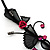 Charming Y-Shape Pink Rose Necklace & Drop Earring Set In Black Metal - view 5